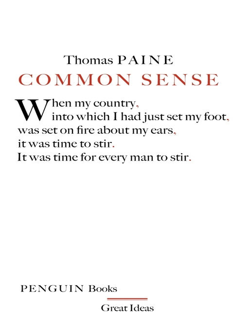 Title details for Common Sense by Thomas Paine - Wait list